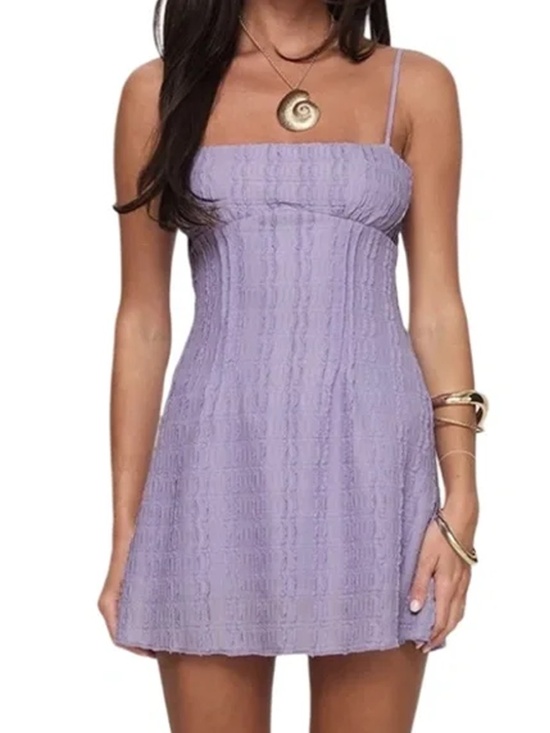 Princess Polly Dresses & Skirts - Princess Polly Melrose Nights Lilac Mini Dress Textured Empire Bust Sleeveless
